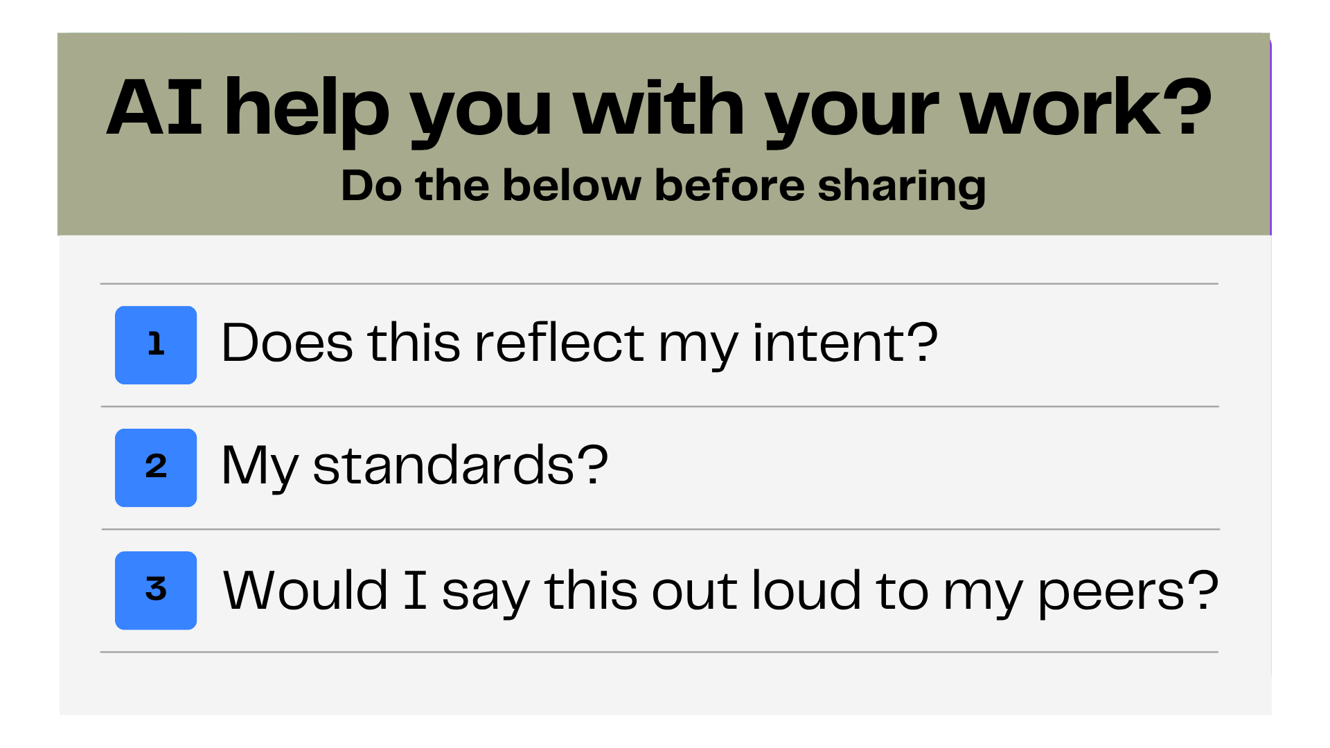 A checklist titled “Quick Check: Are You Writing for Signal or Noise?” with three simple yes/no prompts visually styled like sticky notes or notecards. Prompts: (1) Does this message highlight what matters most? (2) Would someone trust me more after reading this? (3) Can a colleague forward this without needing to explain it? Purpose: to offer a takeaway tool readers can apply immediately. Style: clean, thoughtful, editorial.